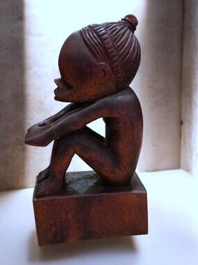 VINTAGE AFRICAN TRIBAL FOLK ART SCULPTURE WOODEN STATUE FIGURE HAND CARVED